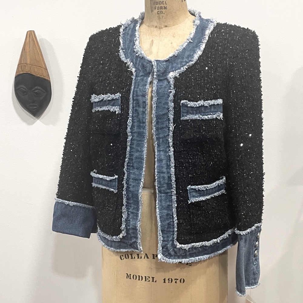 Namette Lepore tweed/denim jacket. Size medium NWT